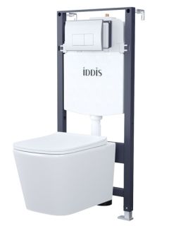 Комплект 3в1 IDDIS Basic BASBI01i73 подвесной унитаз с инсталляцией и хромированной клавишей смыва