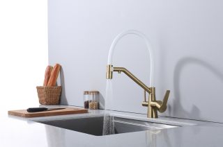 Смеситель для кухни Raglo R80.62.03 с подключением фильтра золотой сатин