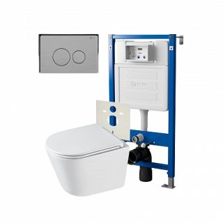 Комплект унитаза с инсталляцией Point Элемент PN48305SB с сиденьем Микролифт