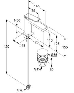 Смеситель для раковины Kludi Decus 54288N275 сталь оружейная брашированная