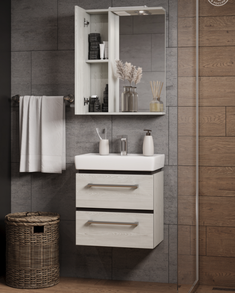 Зеркальный шкаф Акватон Ронда 55см дуб сомерсет 1A208602RSC2L