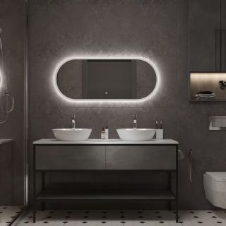 Зеркало с холодной подсветкой Art&Max Bari 50x120см белый матовый AM-Bar-500-1200-DS-F-White