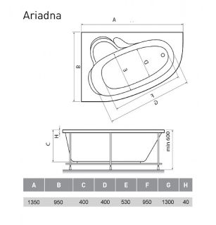 Акриловая ванна Relisan Ariadna 140x100 L Гл000000953 без гидромассажа