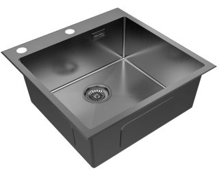 Мойка кухонная Paulmark Kroner-Edge PM775151-GM воронёная сталь