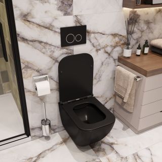 Подвесной унитаз Cerutti SPA Mimi Aria MB CT8920 безободковый чёрный матовый