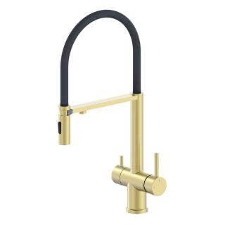 Смеситель для кухни Wonzon & Woghand WW-88458009-BG с гибким изливом и подключением фильтра брашированное золото