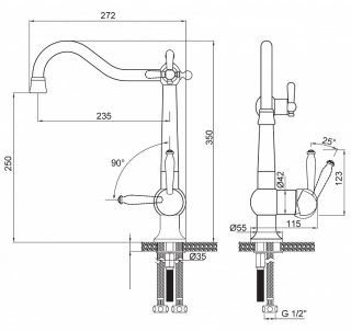 Смеситель для кухни Paulmark Retro Re213226-401 антрацит