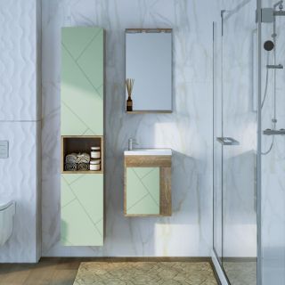 Зеркало с подсветкой Бриклаер Кристалл 4627125417030 40 см дуб гранж песочный