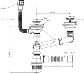Сифон Bettoserb 125335 для мойки на 2 чаши 3 1/2"