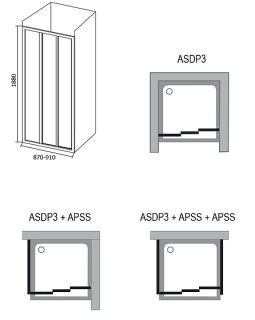 Душевая дверь Ravak Supernova ASDP3-90 00V70102ZG Grape профиль белый