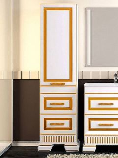 Шкаф-колонна Opadiris Оникс 50 L Z0000005741 Белый глянцевый с золотой патиной