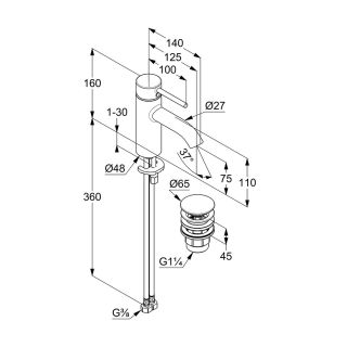 Смеситель для раковины Kludi Bozz 38266N076 брашированное золото