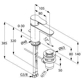 Смеситель для раковины Kludi Objekta хром 322330575