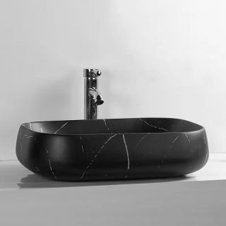 Раковина Cerutti SPA CR0086 MMB1 56см матовый чёрный мрамор