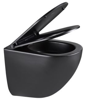 Подвесной унитаз Lemark Glazer 9612004 безободковый с сиденьем микролифт чёрный матовый