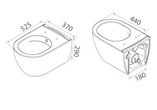 Подвесной унитаз Boheme Nero 961-SET-2-B безободковый с функцией биде чёрный матовый