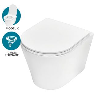 Унитаз подвесной TECEspring K 9700997 безободковый с сиденьем смыв торнадо белый