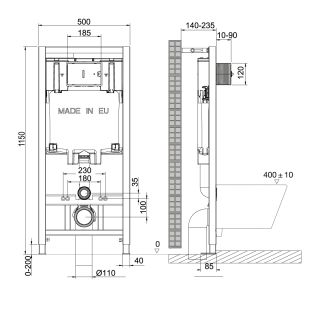 Инсталляция для подвесного унитаза Lemark Peneda 9880001 механическая без кнопки