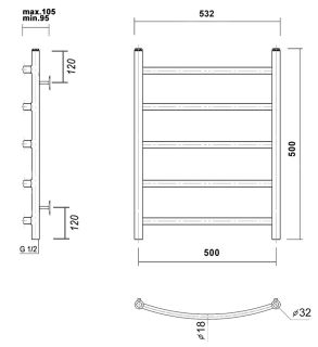 Полотенцесушитель водяной Domoterm Калипсо П5 500x500 хром