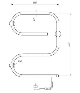 Полотенцесушитель электрический Domoterm DMT 105-25 50x65 EK R хром