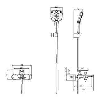 Смеситель для ванны и душа Kohr SUN 1LN130400CP-0000A хром