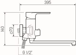 Смеситель для ванны с душем РМС SL133-006E хром