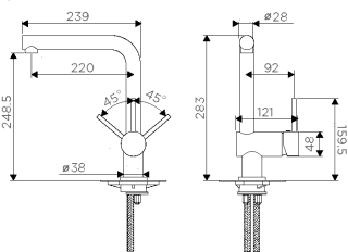 Смеситель для кухни Omoikiri Tanigawa-S-С