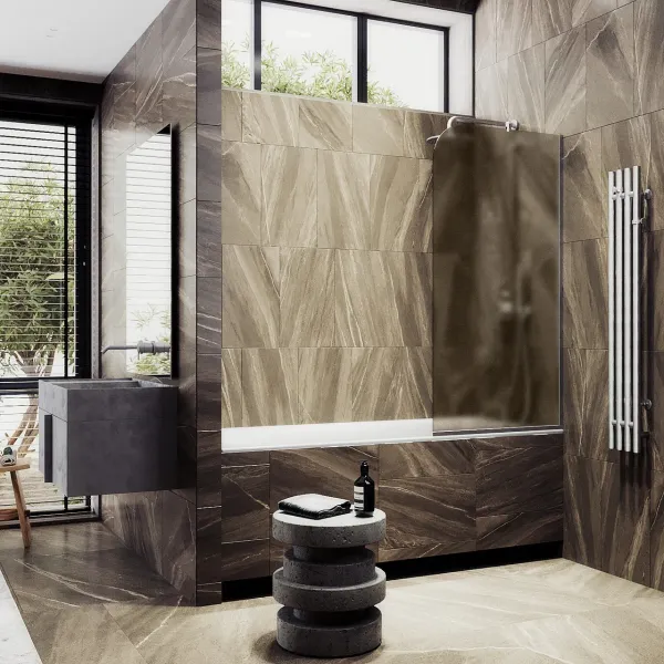 Шторка на ванну MaybahGlass MGV-75-5у 70см хром матовый