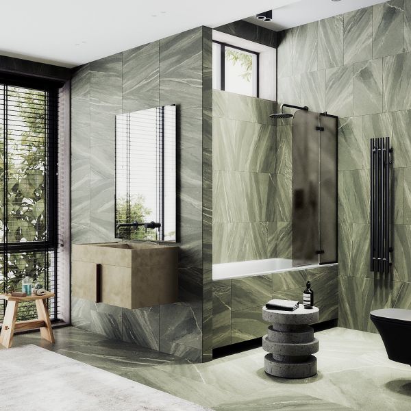 Шторка на ванну MaybahGlass MGV-919-6 99см чёрный