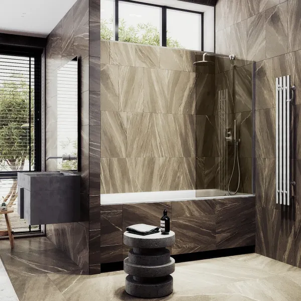 Шторка на ванну MaybahGlass MGV-70-5ш 80см хром матовый