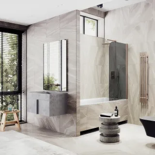 Шторка на ванну MaybahGlass MGV-618-2 70см бронза