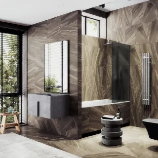 Шторка на ванну MaybahGlass MGV-84-5ш 40см хром матовый