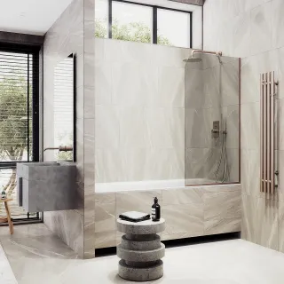 Шторка на ванну MaybahGlass MGV-59-2у 60см бронза