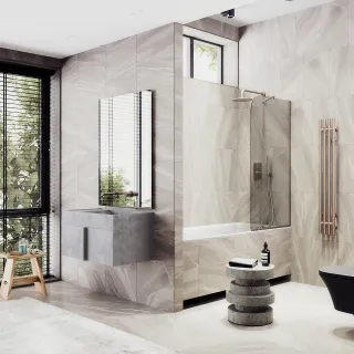 Шторка на ванну MaybahGlass MGV-71-2у 90см бронза