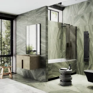 Шторка на ванну MaybahGlass MGV-74-6ш 60см чёрный