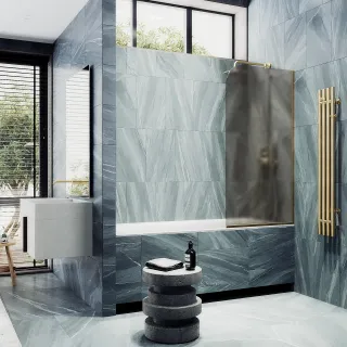 Шторка на ванну MaybahGlass MGV-125-3у 34см золото