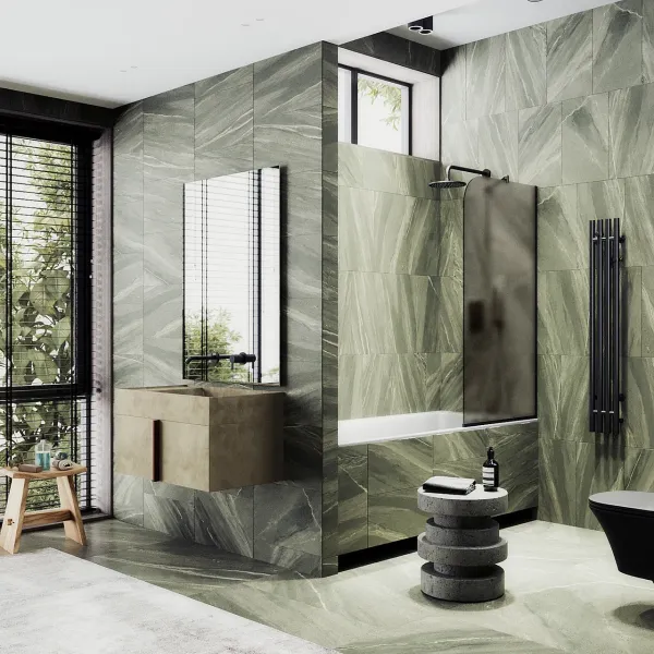 Шторка на ванну MaybahGlass MGV-75-6у 70см чёрный