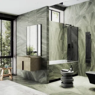 Шторка на ванну MaybahGlass MGV-146-6у 64см чёрный