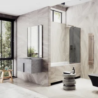 Шторка на ванну MaybahGlass MGV-146-2у 64см бронза