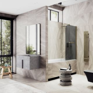 Шторка на ванну MaybahGlass MGV-786-2 70см бронза