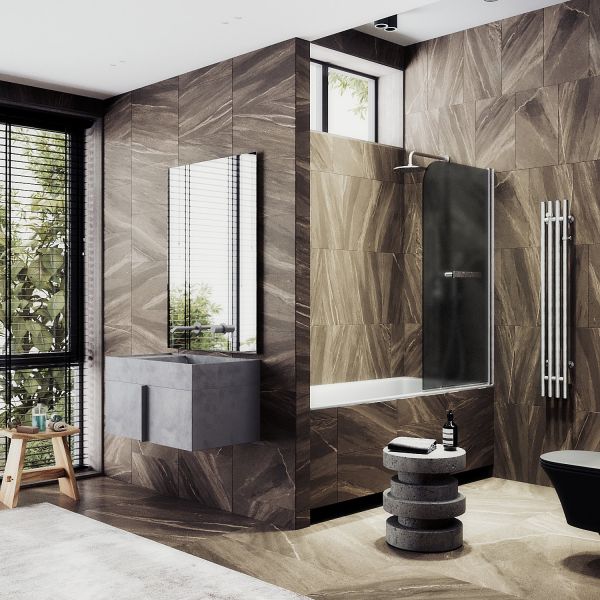 Шторка на ванну MaybahGlass MGV-792-5 80см хром матовый