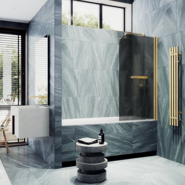 Шторка на ванну MaybahGlass MGV-780-3 60см золото