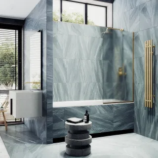 Шторка на ванну MaybahGlass MGV-95-3у 90см золото