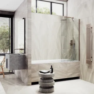 Шторка на ванну MaybahGlass MGV-62-2ш 40см бронза