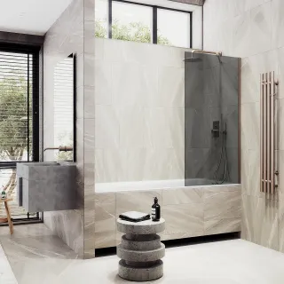 Шторка на ванну MaybahGlass MGV-252-2ш 30см бронза