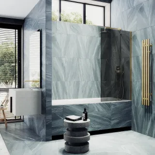 Шторка на ванну MaybahGlass MGV-79-3ш 50см золото