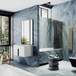 Шторка на ванну MaybahGlass MGV-87-3ш 70см золото