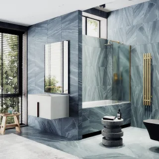 Шторка на ванну MaybahGlass MGV-91-3ш 50см золото