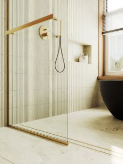 Душевая перегородка MaybahGlass MGD-726-3у 79см золото