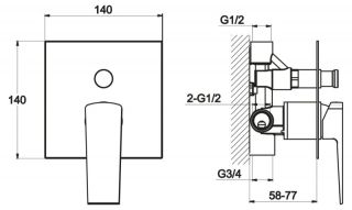 Встраиваемый двухпозиционный смеситель, хром Arlie BelBagno ARL-BASM-CRM
